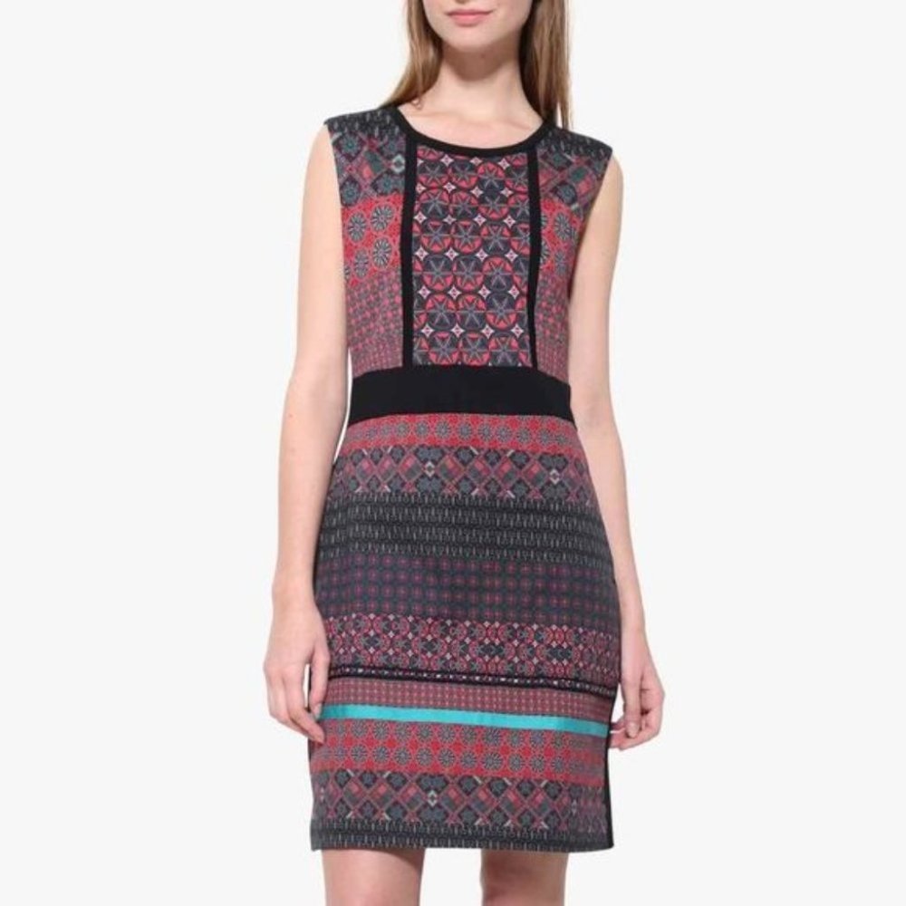 [SOLD] Desigual Birmania Woven Sleeveless Geometric Design Shift Dress - Picture 16 of 16